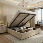 Elara Cream Upholstered Ottoman Storage Bed