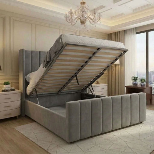 Cavendish Grey Upholstered Ottoman Storage Bed