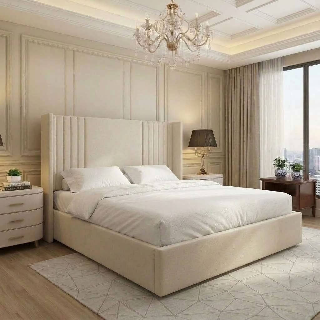 Elara Cream Upholstered Ottoman Storage Bed